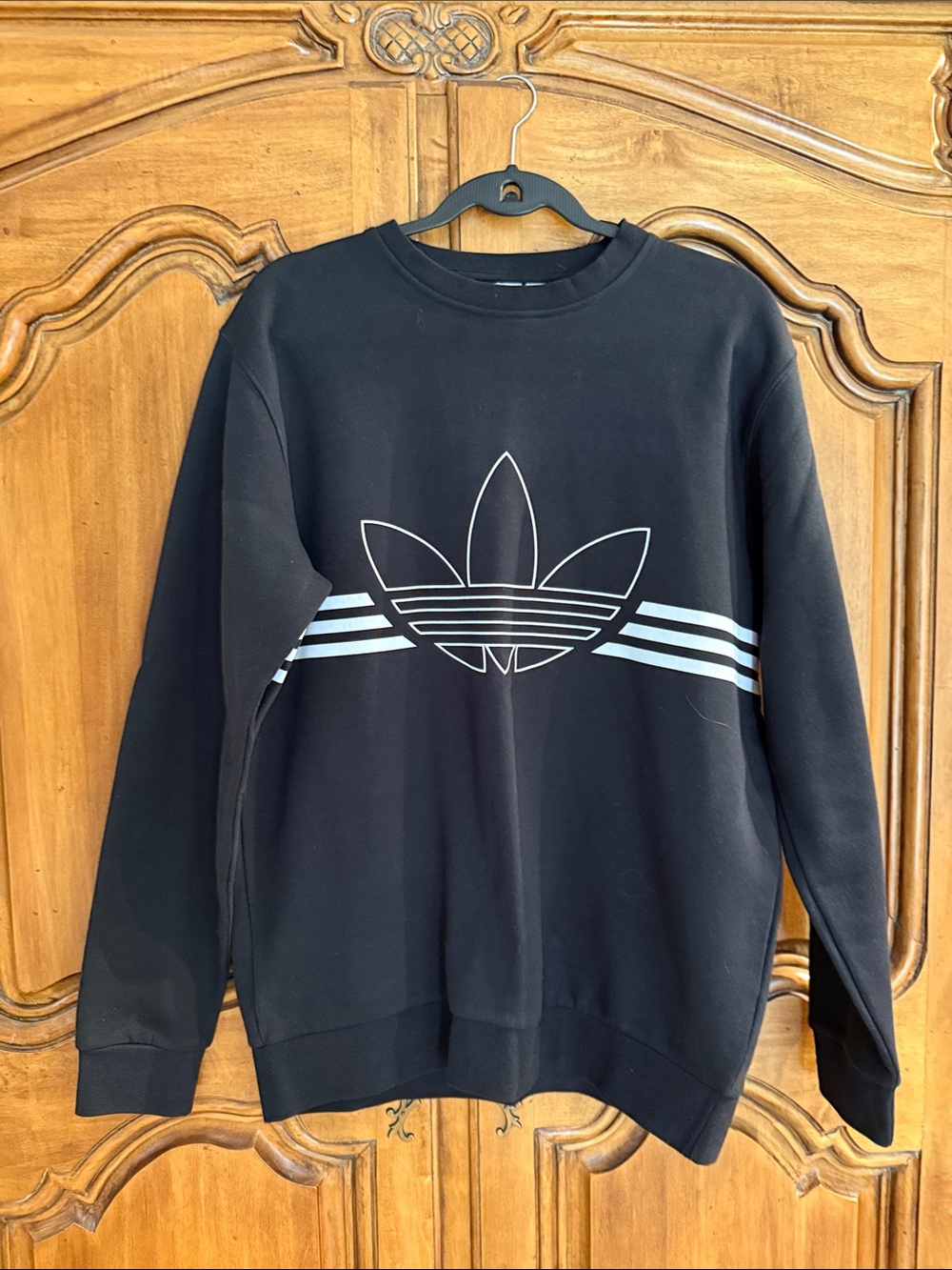 adidas Black Crewneck Sweatshirt with White Trefoil Graphic